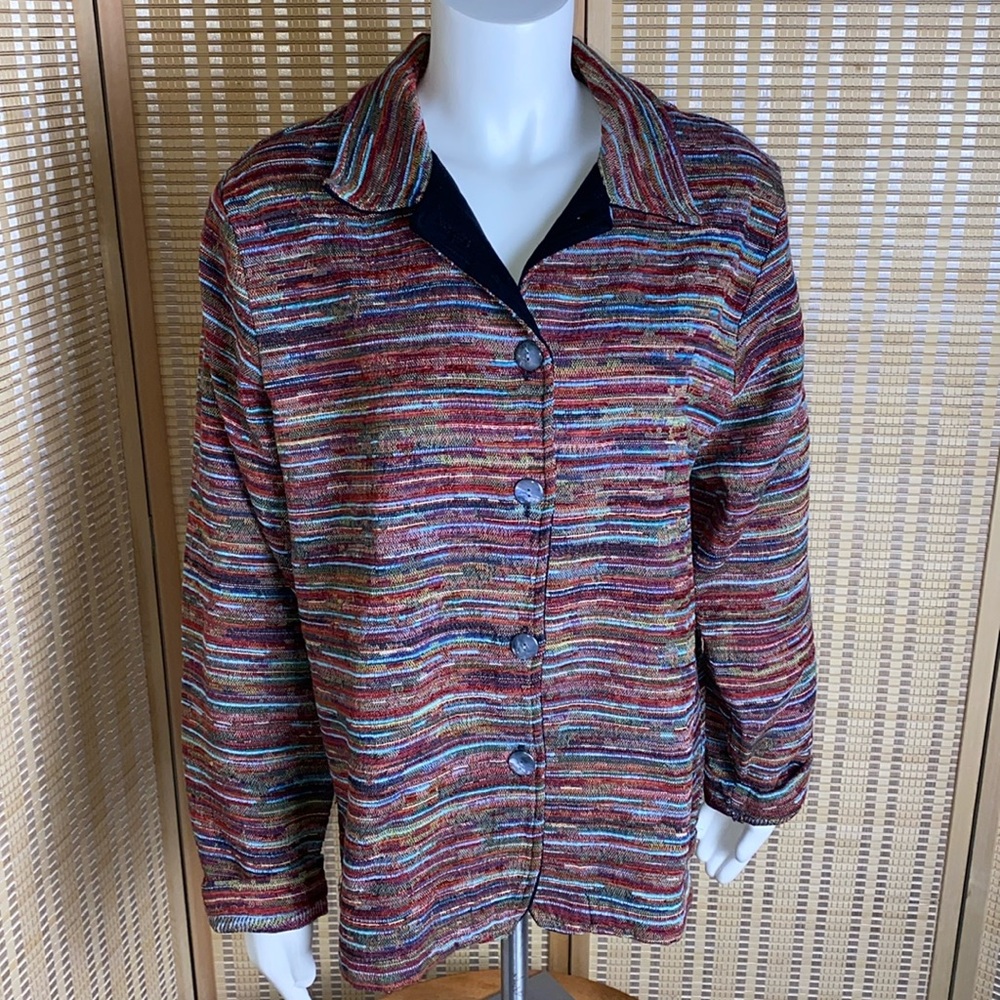 Coldwater Creek Multicolor Button Down Woven Jacket/Shacket Size Large